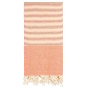 4 Orange Striped Beach Bath Towels - 100% Turkish Cotton